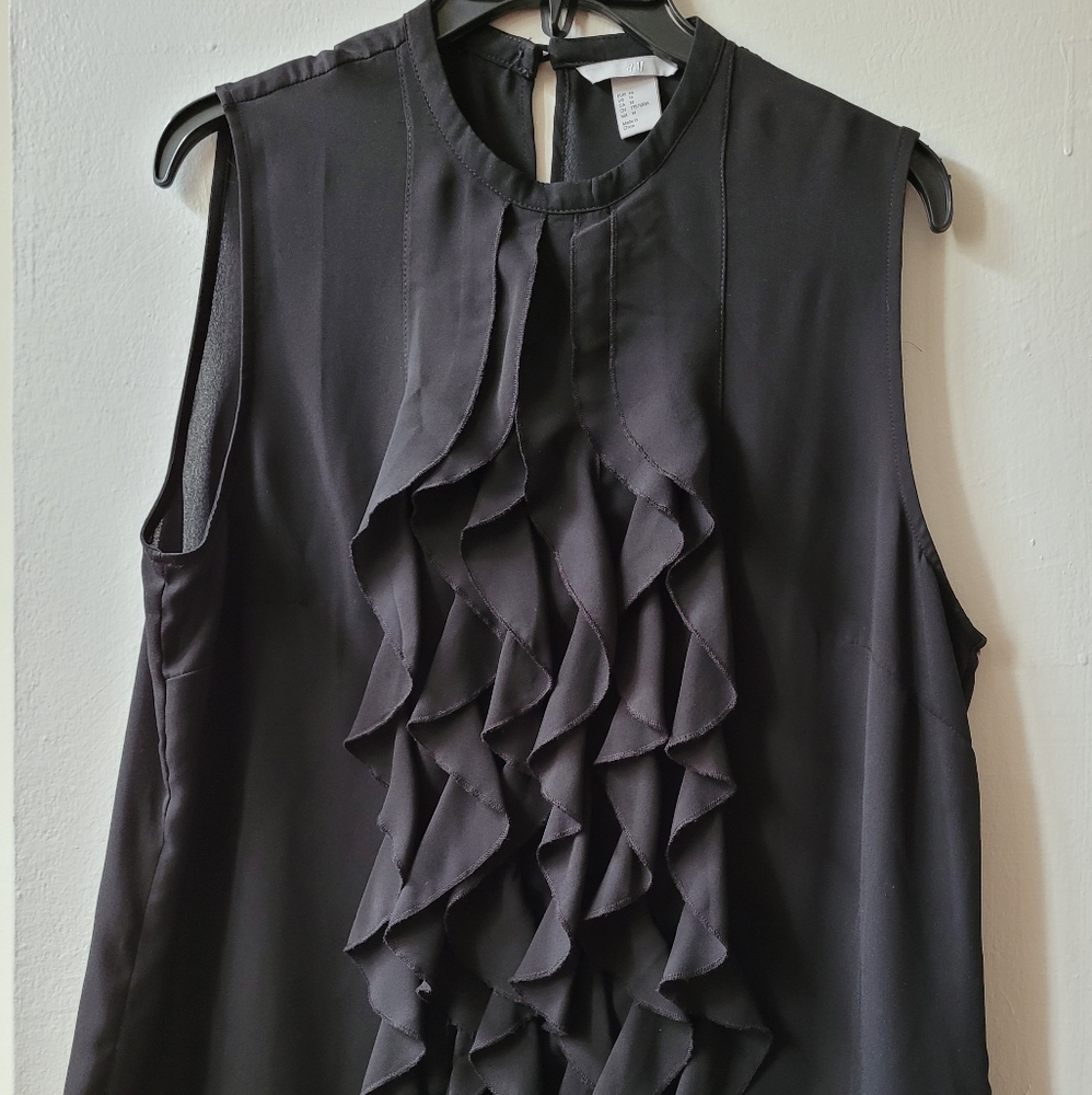 Size 14 - H&M black sleeveless top with ruffles